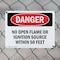 Signmission No Open Flame Or Ignition Source Within 50 Feet Danger Sign, Plastic, 10in W x 7in L, 2PK OS-2PACK-DS-P-710-L-2361 - alternate 2